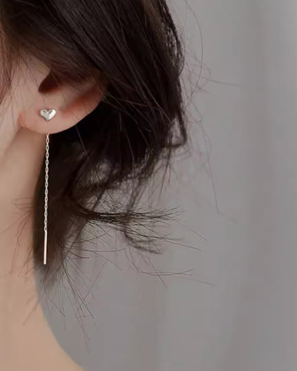 【金属アレルギー対応】ハートチェーンピアス RAVEN