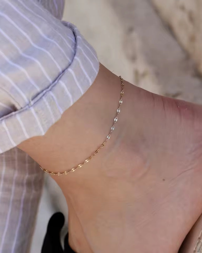 Minimalist Slim Adjustable Chain Stainless Steel PVD Anklet Gold