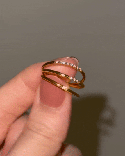 ステンレススチール リング 3石