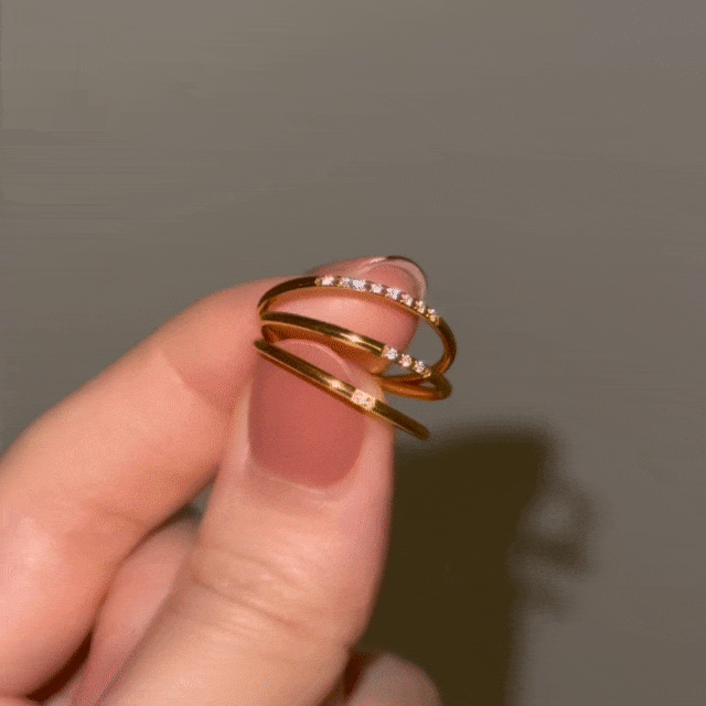 ステンレススチール リング 3石