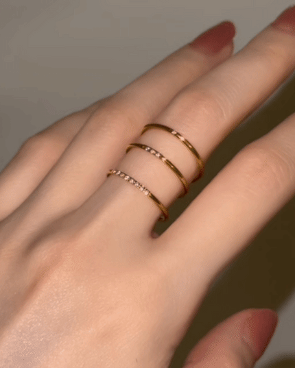 ステンレススチール リング 3石