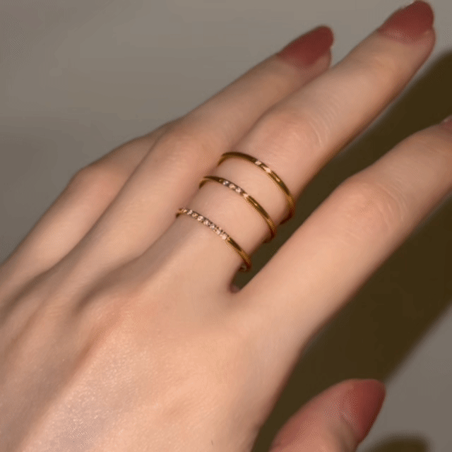 ステンレススチール リング 3石