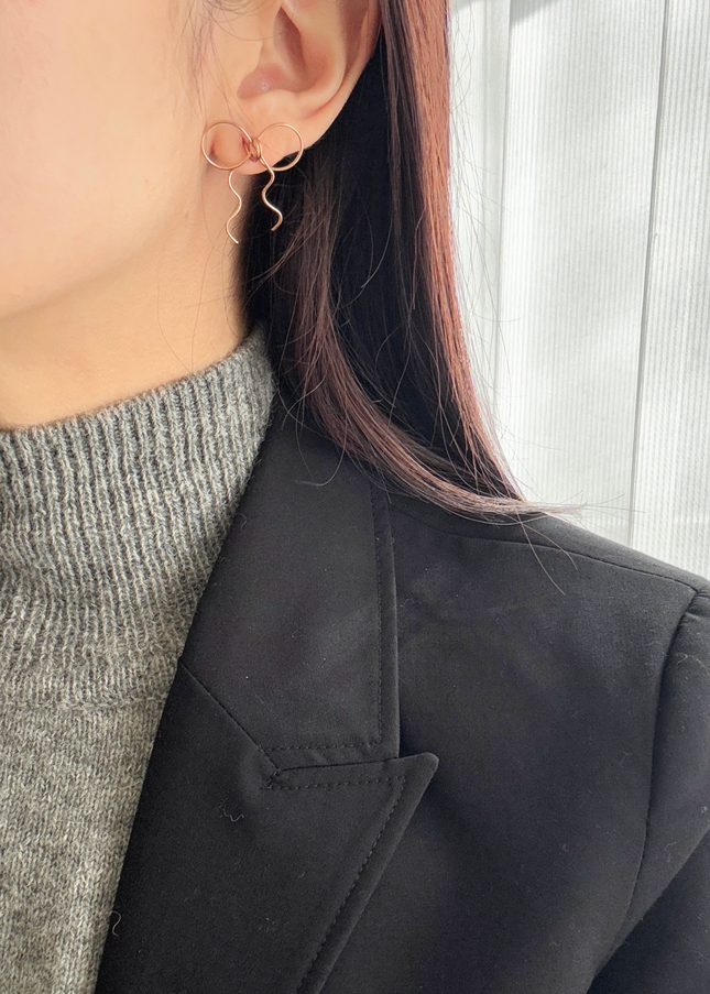 Medium size ribbon earrings, surgical stainless steel