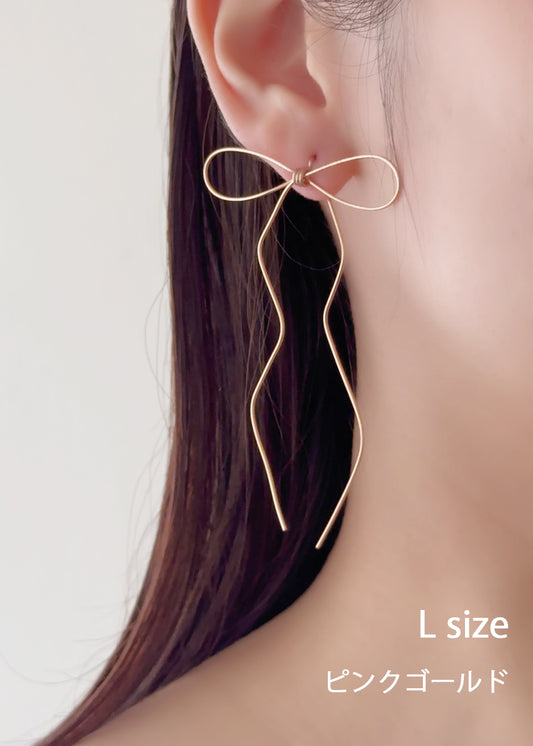 Ribbon earrings, large size, surgical stainless steel