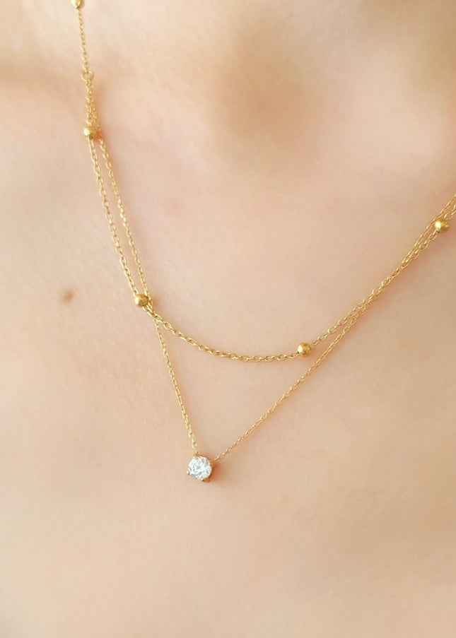 【金属アレルギー対応】 ジルコニア ダブルチェーン ネックレス BLAIR