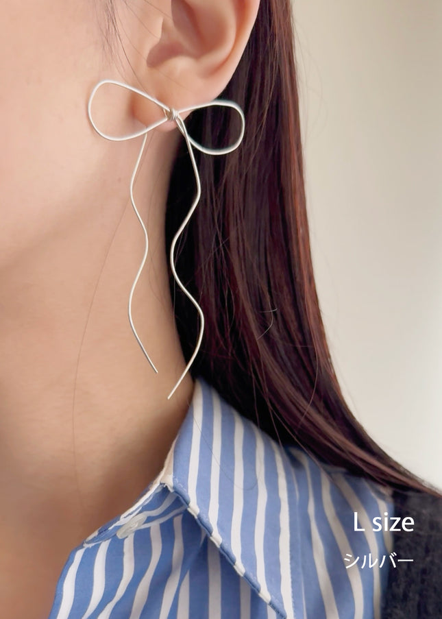 リボンピアス ラージサイズ サージカルステンレス