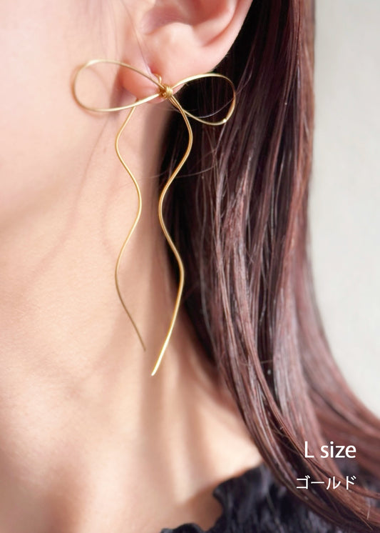 Ribbon earrings, large size, surgical stainless steel