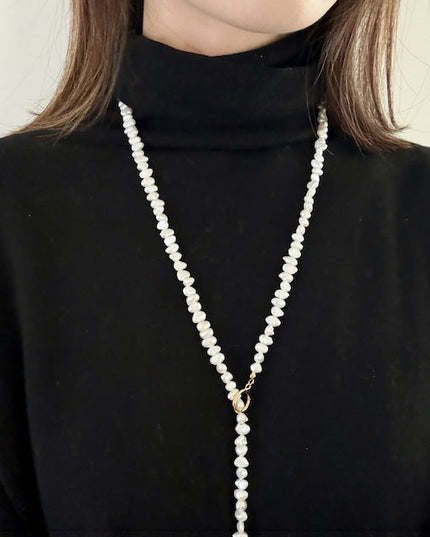 淡水パールロングネックレス マンテル