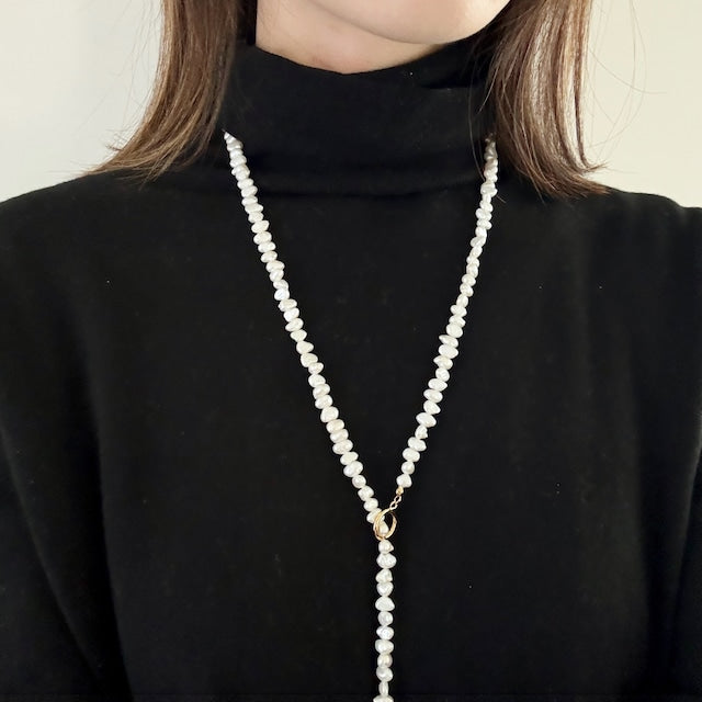 淡水パールロングネックレス マンテル