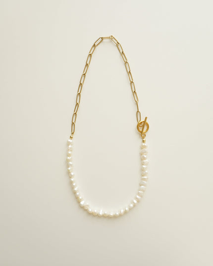 【金属アレルギー対応】淡水パールチェーンネックレスALMA