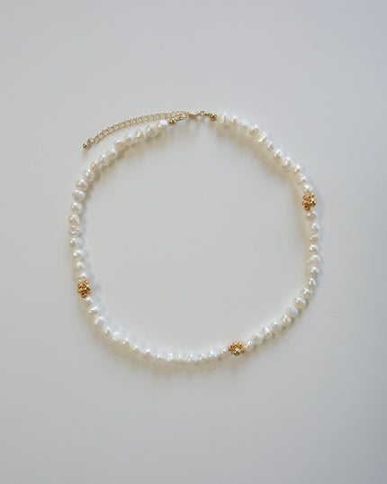 淡水パール ゴールドフラワー ネックレス