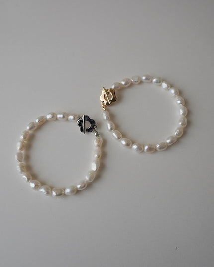 パール ブレスレット フラワー シルバー Ava