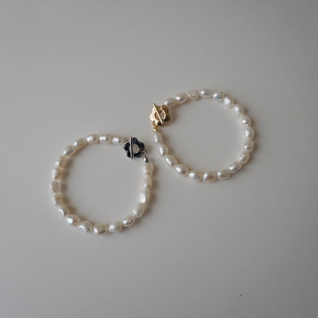 パール ブレスレット フラワー シルバー Ava