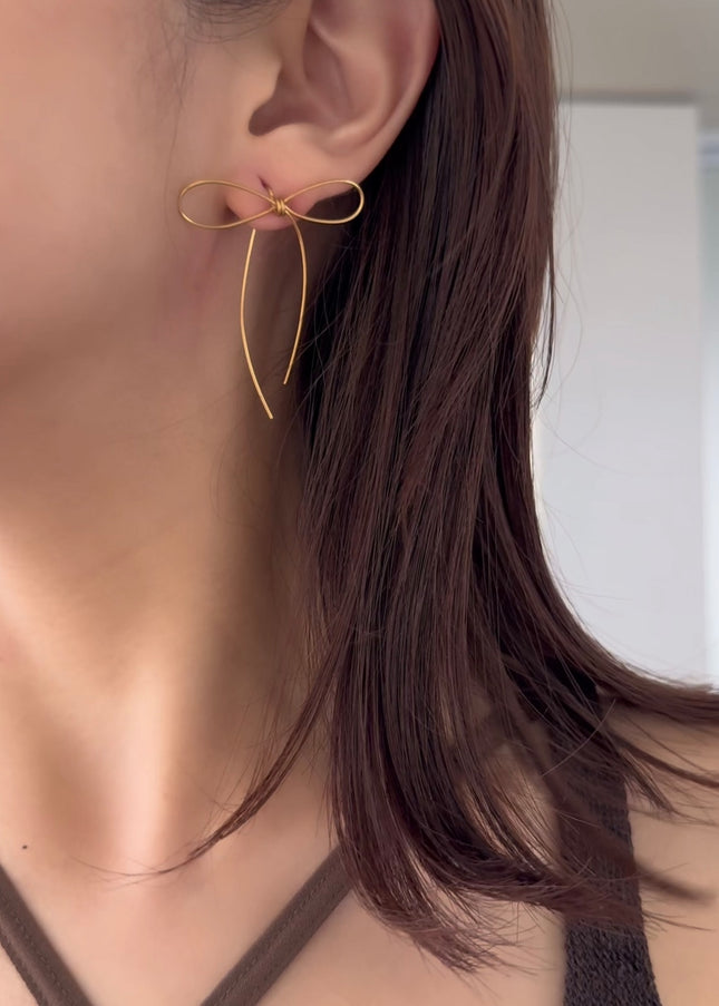 【金属アレルギー対応】リボンピアス DAISY