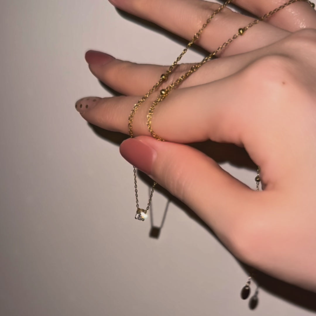 【金属アレルギー対応】 ジルコニア ダブルチェーン ネックレス BLAIR