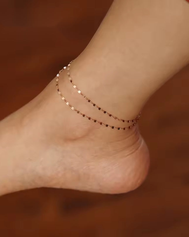 Minimalist Slim Adjustable Chain Stainless Steel PVD Anklet Gold
