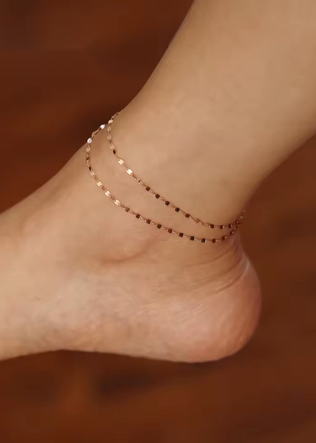 Minimalist Slim Adjustable Chain Stainless Steel PVD Anklet Gold