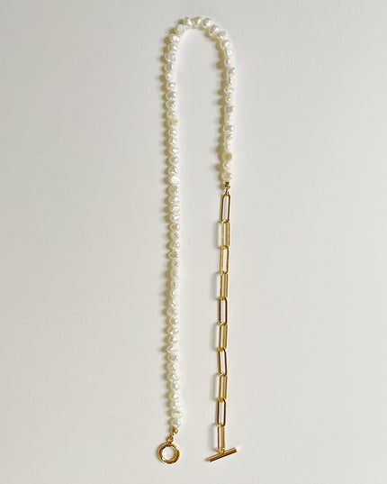 【金属アレルギー対応】淡水パールチェーンネックレス