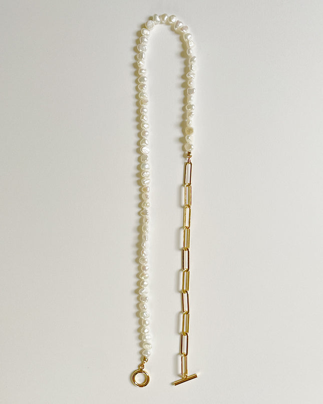 【金属アレルギー対応】淡水パールチェーンネックレス