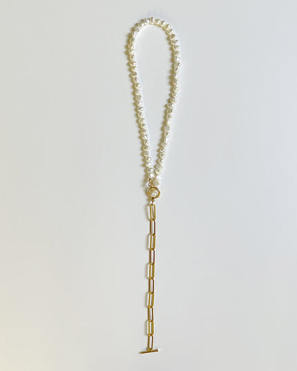 【金属アレルギー対応】淡水パールチェーンネックレス