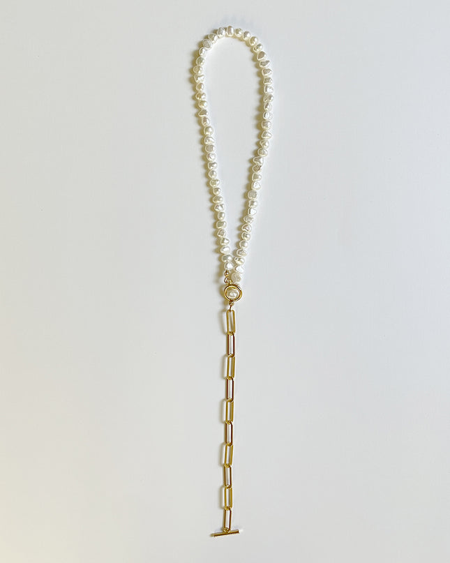 【金属アレルギー対応】淡水パールチェーンネックレス