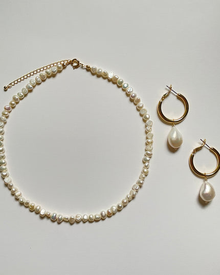 【お得セット】パールネックレス＆フープピアス