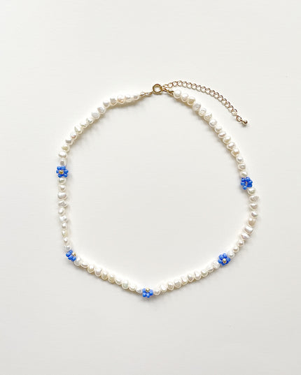 淡水バロックパール ビーズ フラワーネックレス