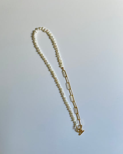 【金属アレルギー対応】淡水パールチェーンネックレス