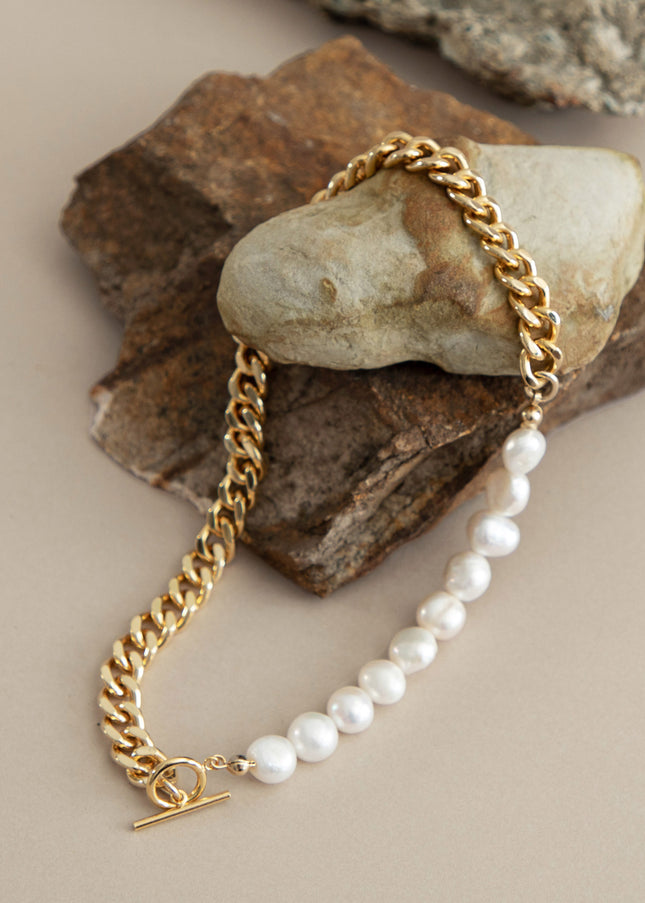 Freshwater peals chunky chain necklace