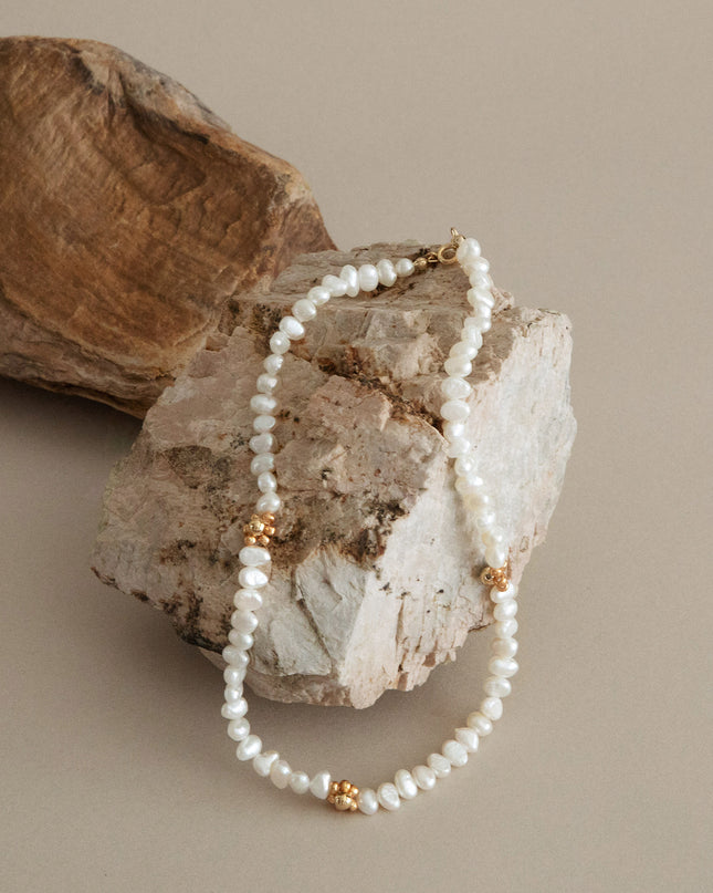 淡水パール ゴールドフラワー ネックレス