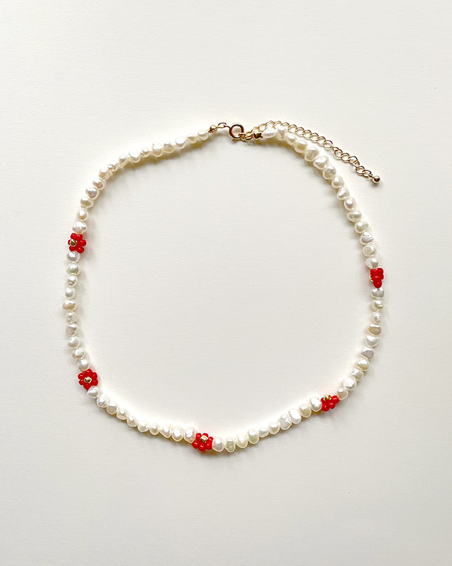 淡水バロックパール ビーズ フラワーネックレス