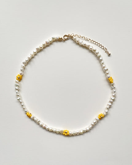 淡水バロックパール ビーズ フラワーネックレス