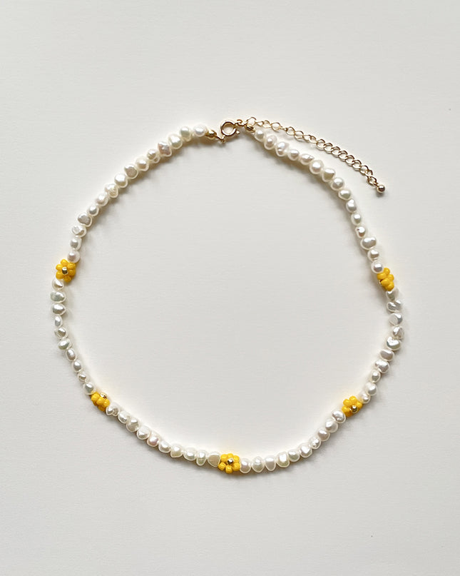 淡水バロックパール ビーズ フラワーネックレス