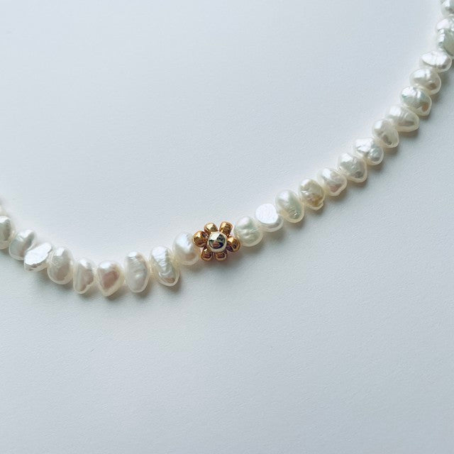 淡水パール ゴールドフラワー ネックレス
