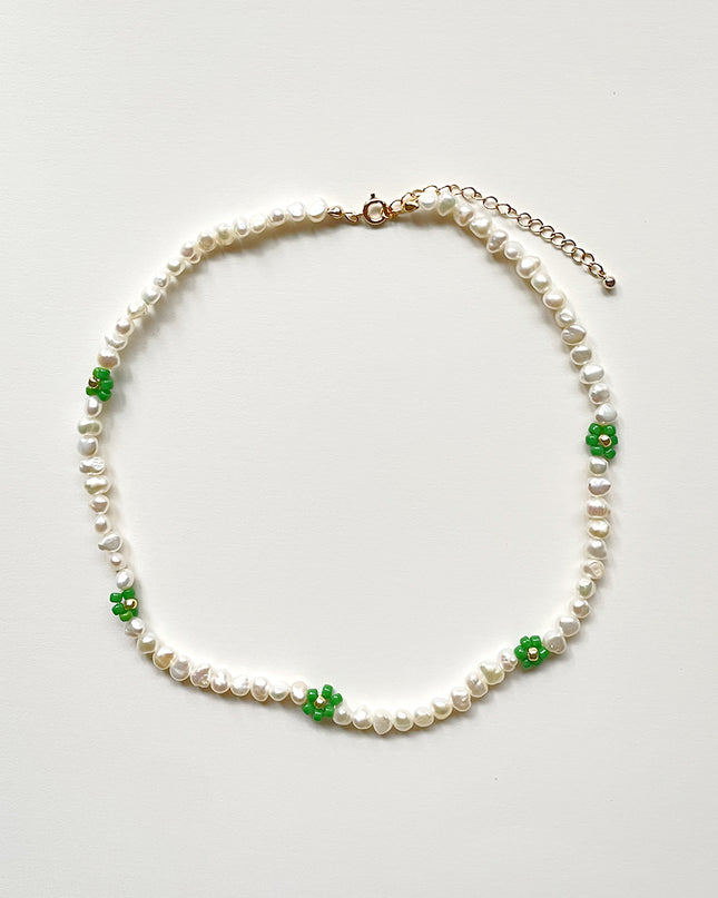 淡水バロックパール ビーズ フラワーネックレス